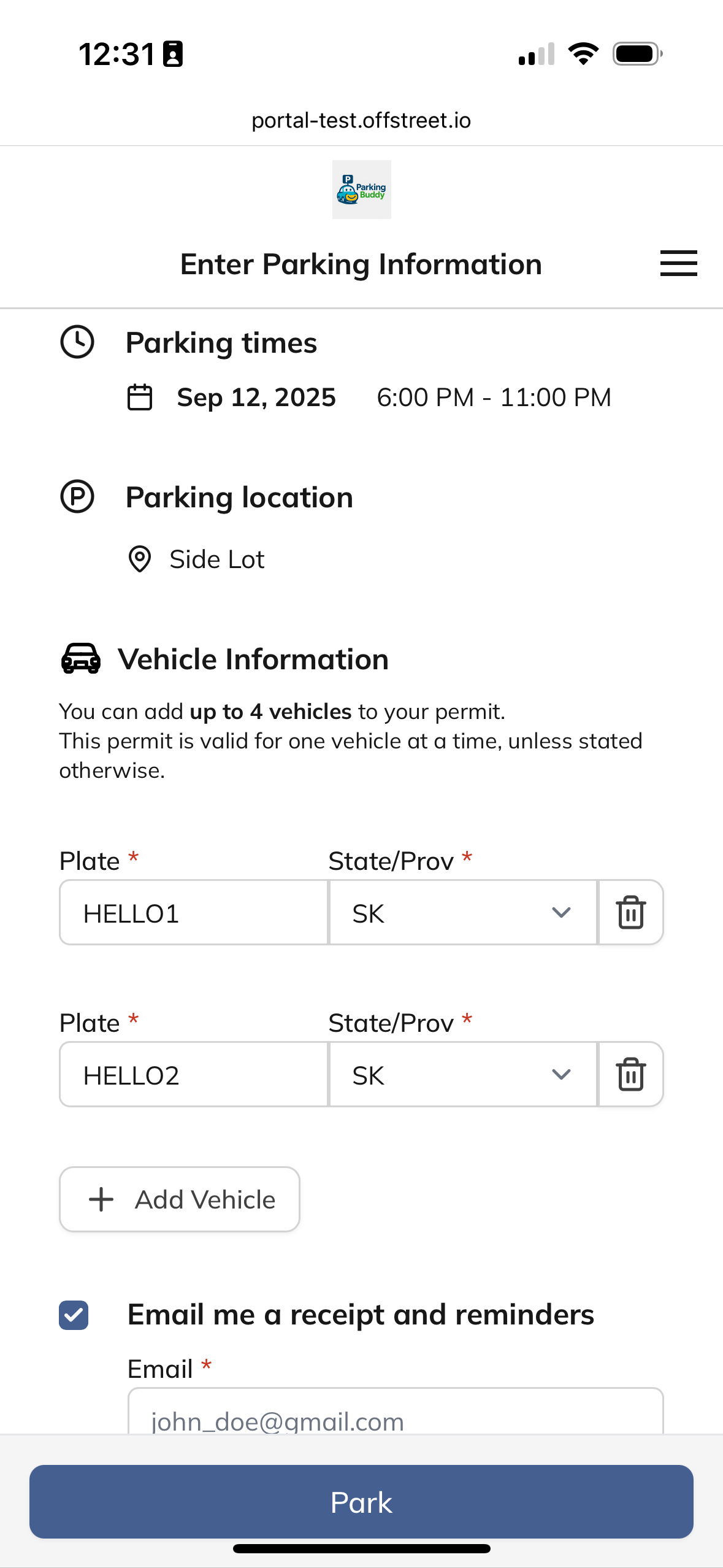 Parker adding multiple plates in portal