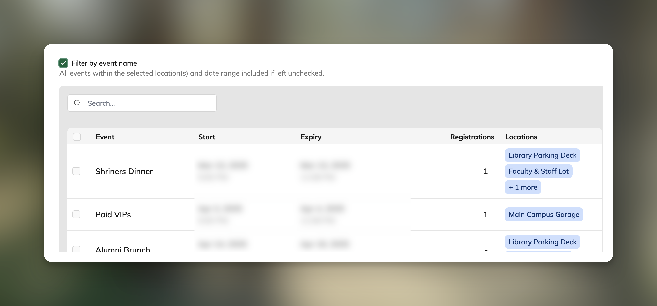 Session Validity Filter Screenshot